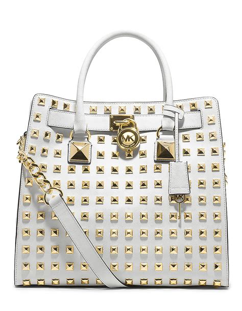 white michael kors hamilton bag|Michael Kors Hamilton studded bag.